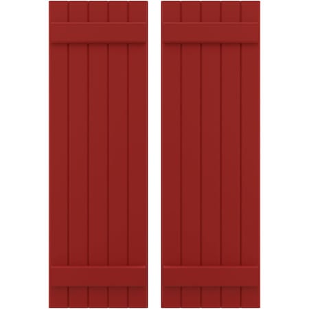 Americraft 5-Board (2 Batten) Exterior Real Wood Joined Board-n-Batten Shutters, ARW101BB518X68BRH